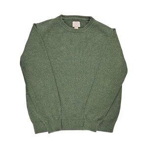 St. John’s Bay Pullover Sweater Preppy Crewneck Green Marled Cotton Size XL